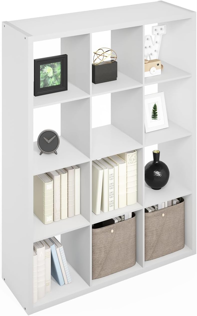 16-Cube Open Storage Shelf, Extra Thick Frame, White, Display & Organization
