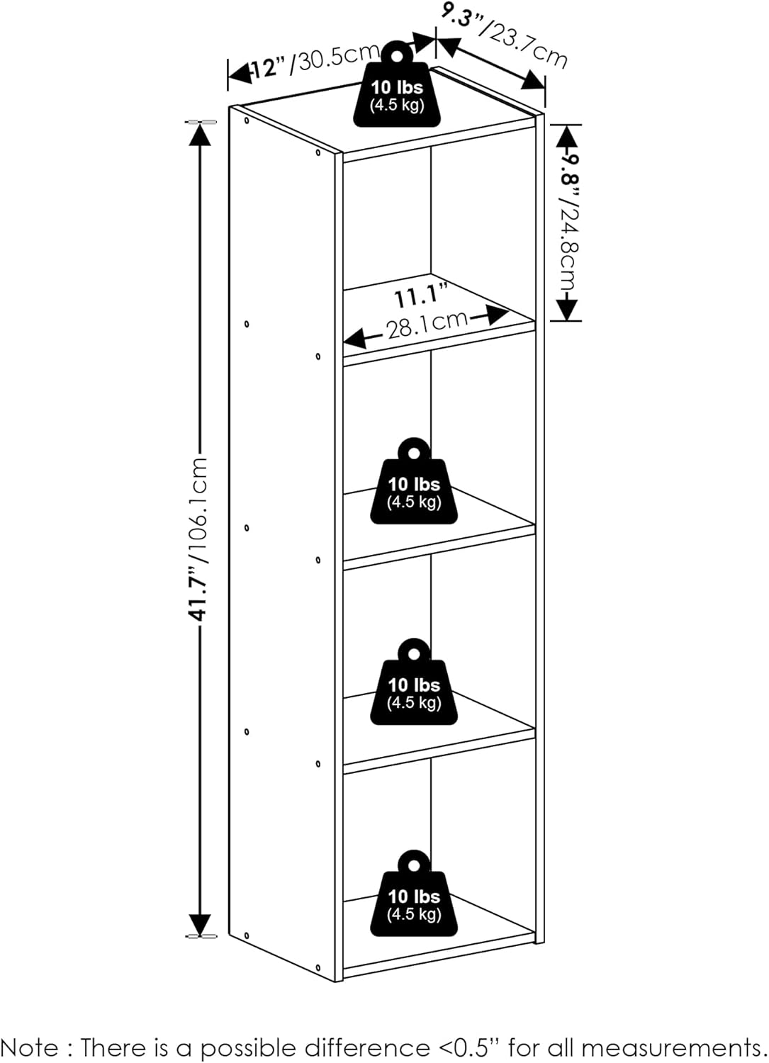 7-Cube Bookshelf, White, Bookcase for Living Room, Bedroom, Home Office