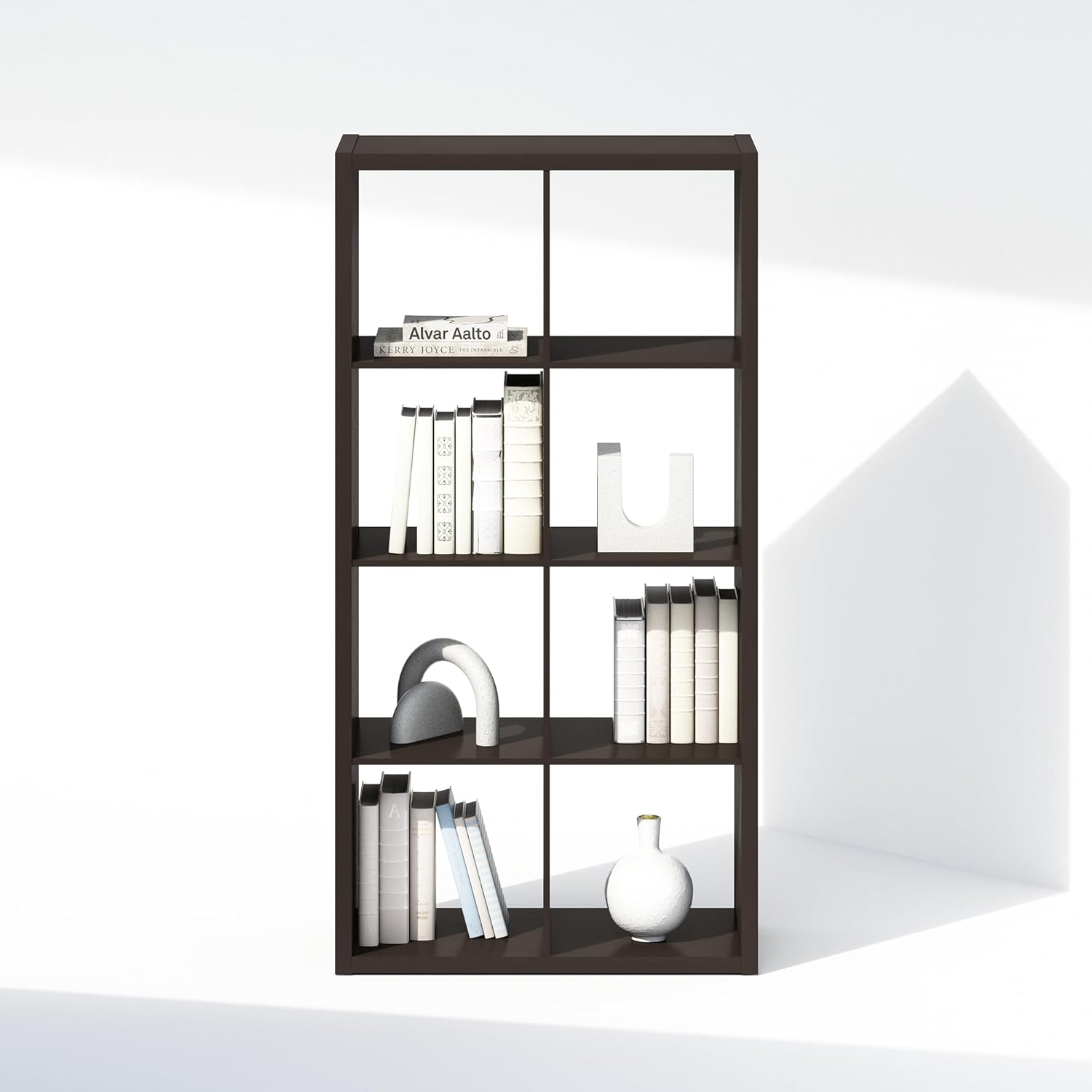 16-Cube Open Storage Shelf, Extra Thick Frame, White, Display & Organization