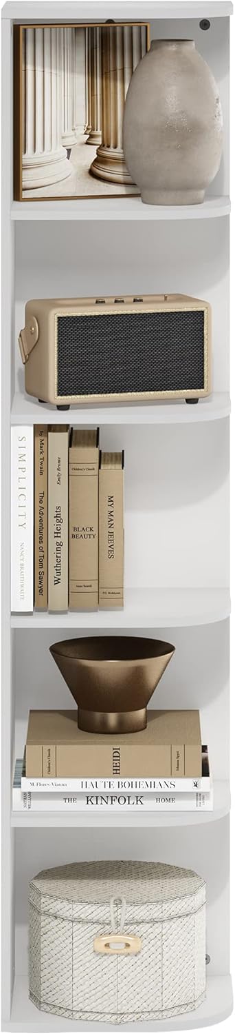 5-Cube Bookshelf, White, Reversible Bookcase for Living Room, Bedroom, Home Office