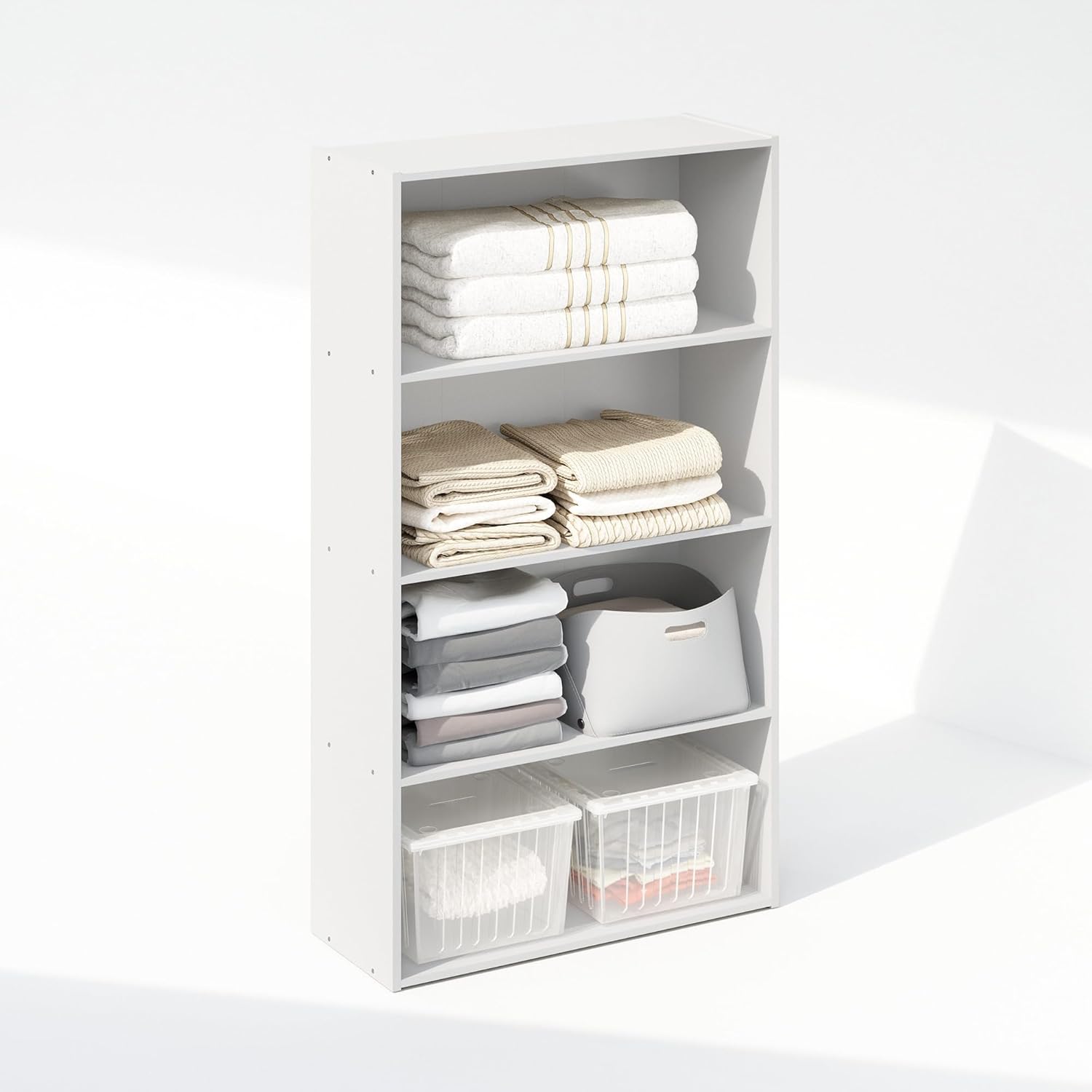 5-Cube Reversible Closet Shelf Organizer, White, Storage for Bedroom or Closet