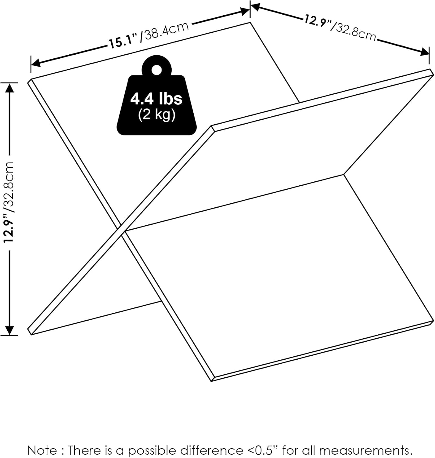 2-Tier Cube Insert Shelf, H-Shelf Organizer, Fits 3x3 Cubes and Kallax, White
