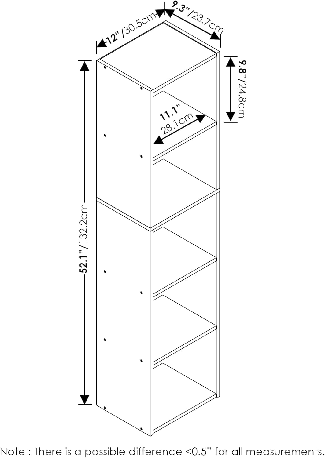 7-Cube Bookshelf, White, Bookcase for Living Room, Bedroom, Home Office