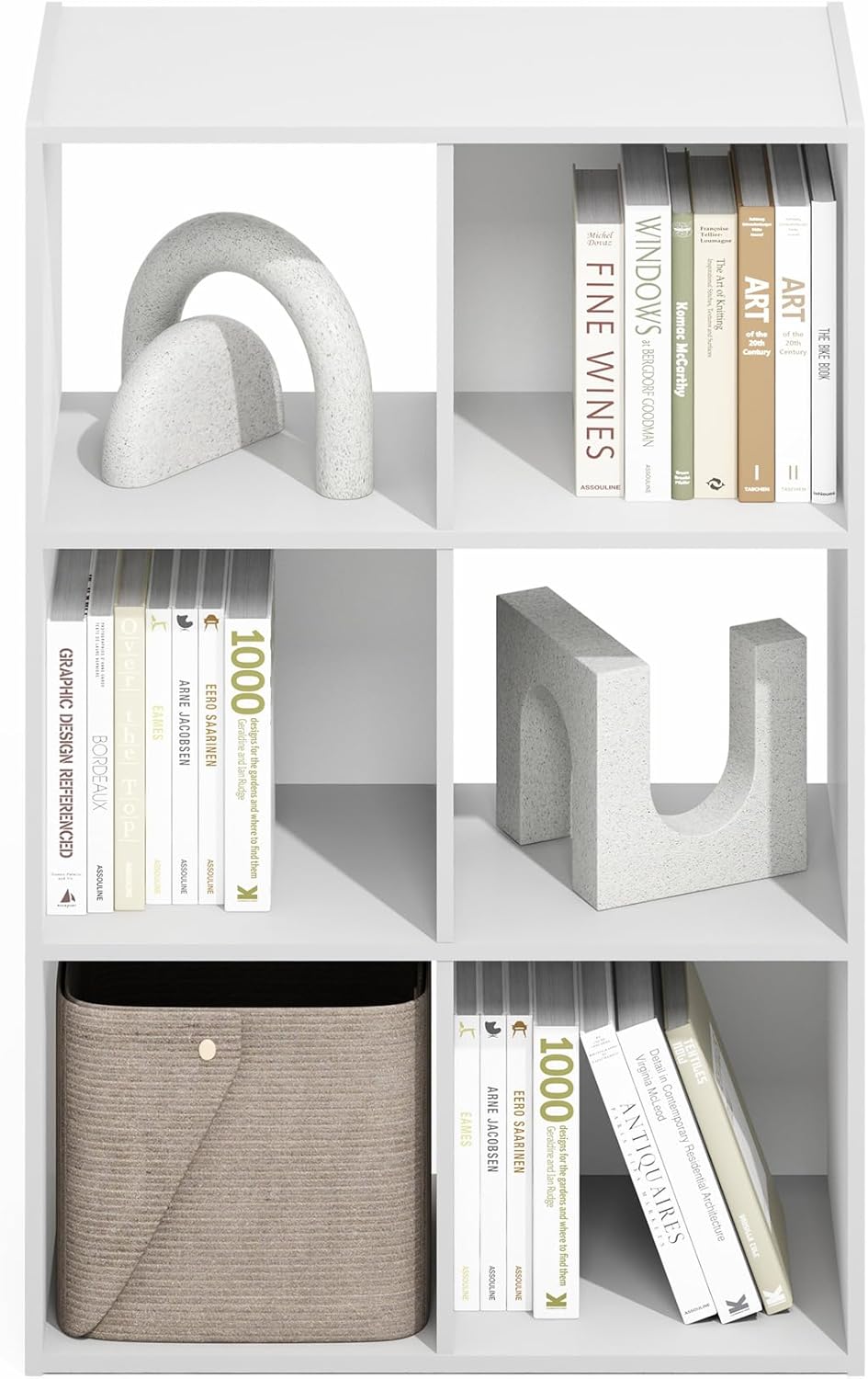 3x2 Cube Bookshelf Cabinet, White, Organizer for Home, Bedroom, Office