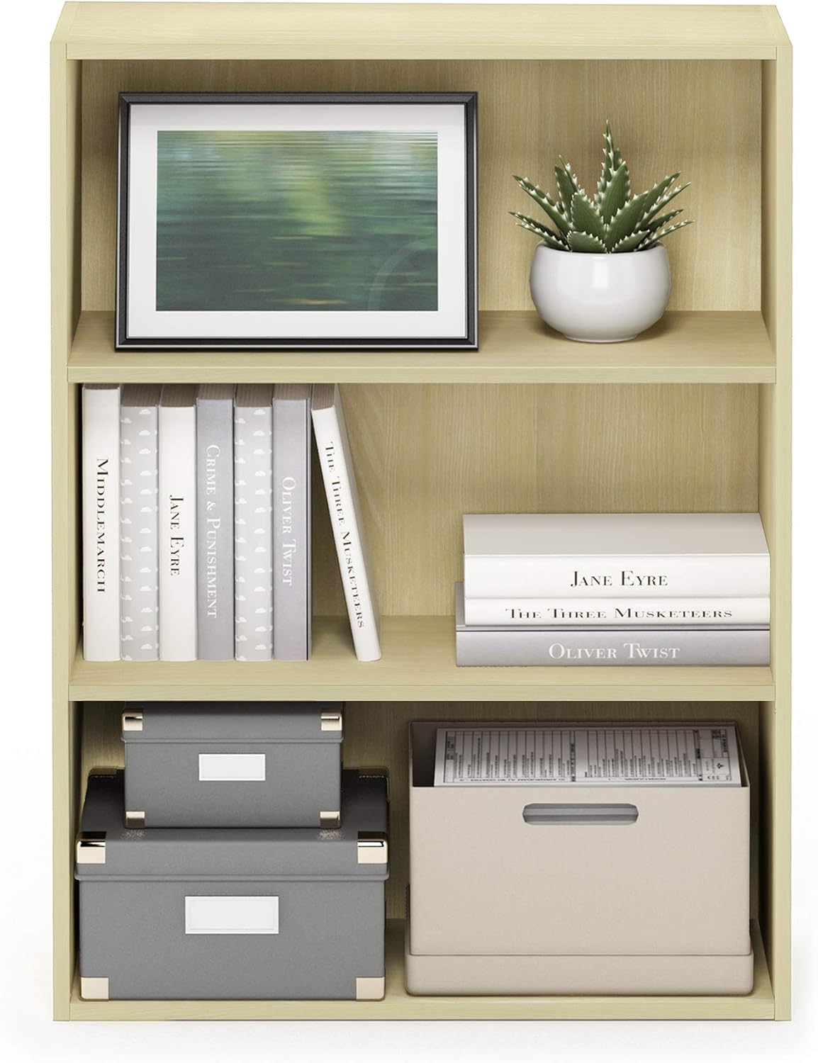 5-Cube Closed Back Bookshelf, Extra Thick Frame, Dark Oak, Storage Organizer