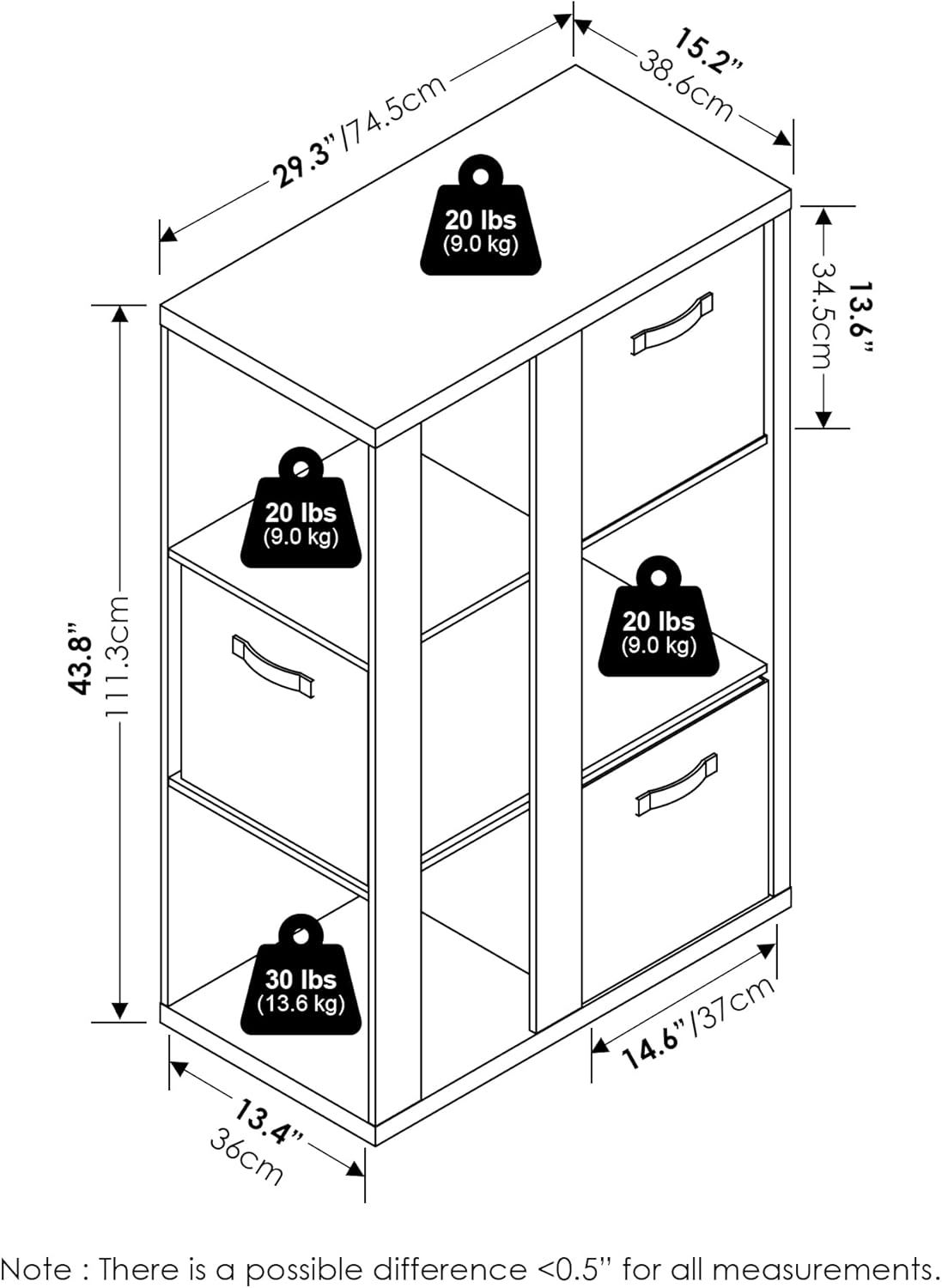 8-Cube Horizontal Bookshelf, White, Cube Storage Organizer for Bedroom & Living Room