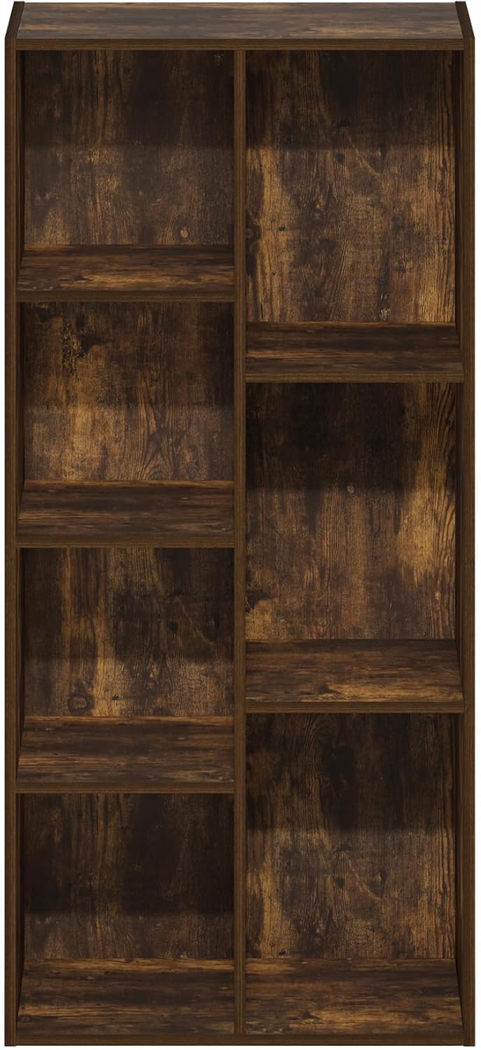 7-Cube Bookshelf, White, Bookcase for Living Room, Bedroom, Home Office