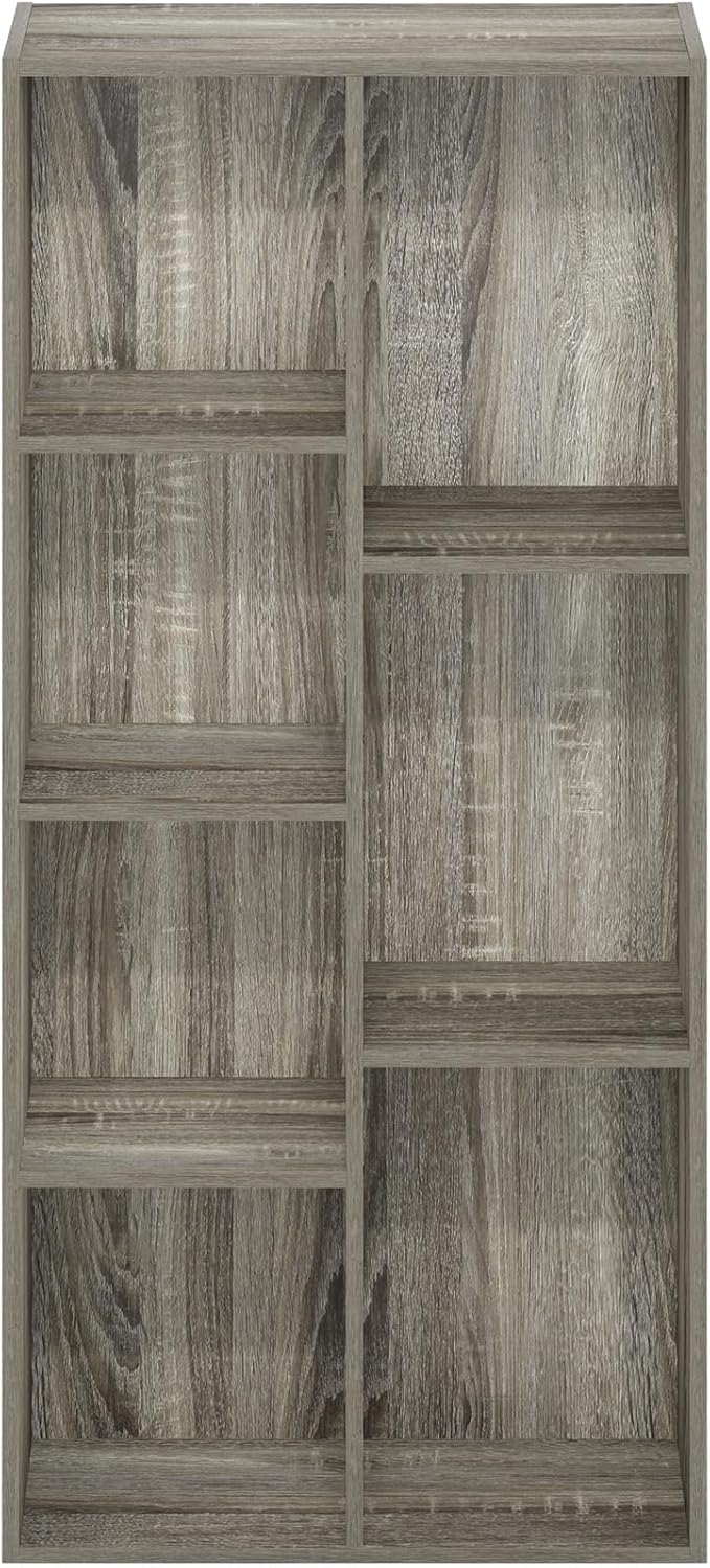 7-Cube Bookshelf, White, Bookcase for Living Room, Bedroom, Home Office