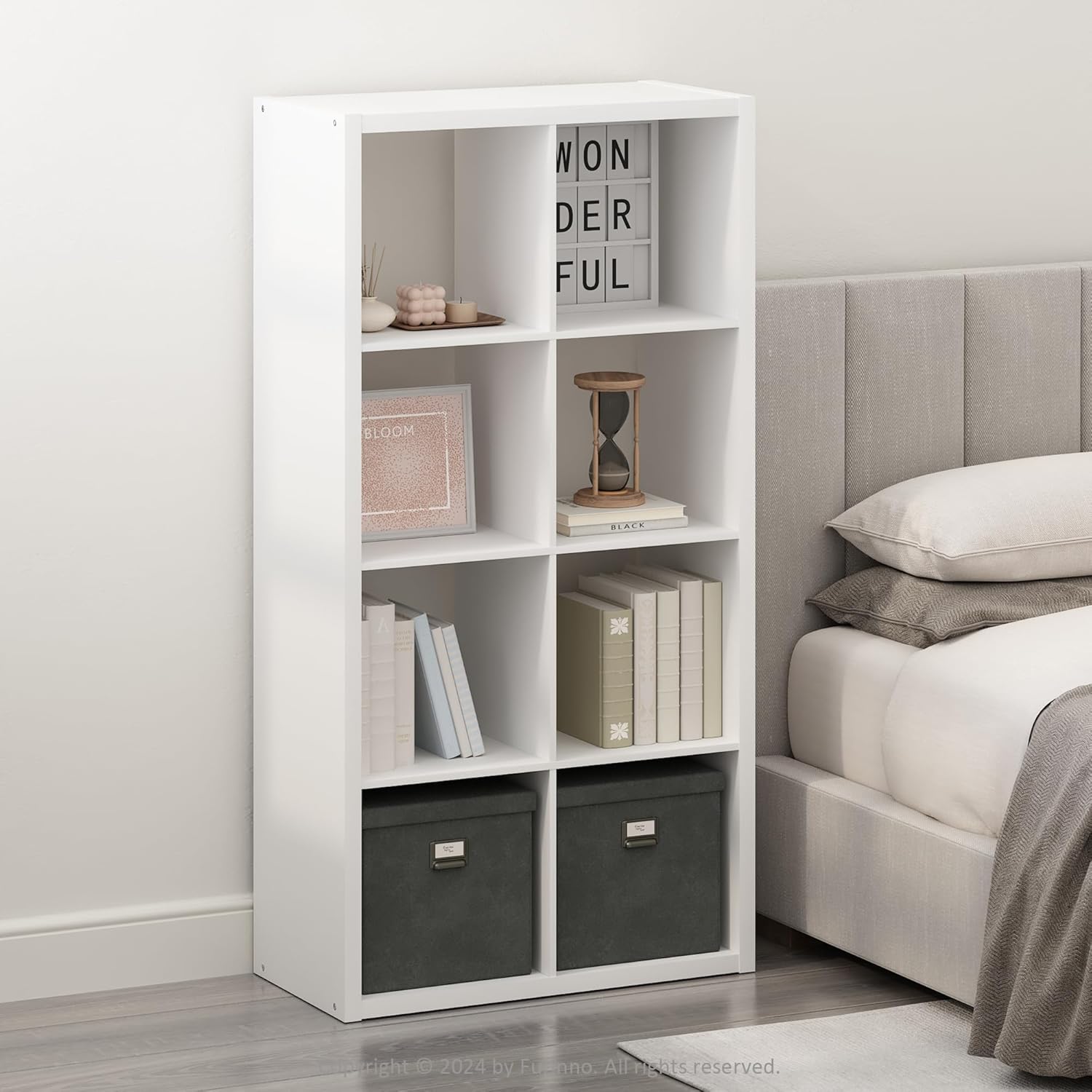16-Cube Open Storage Shelf, Extra Thick Frame, White, Display & Organization