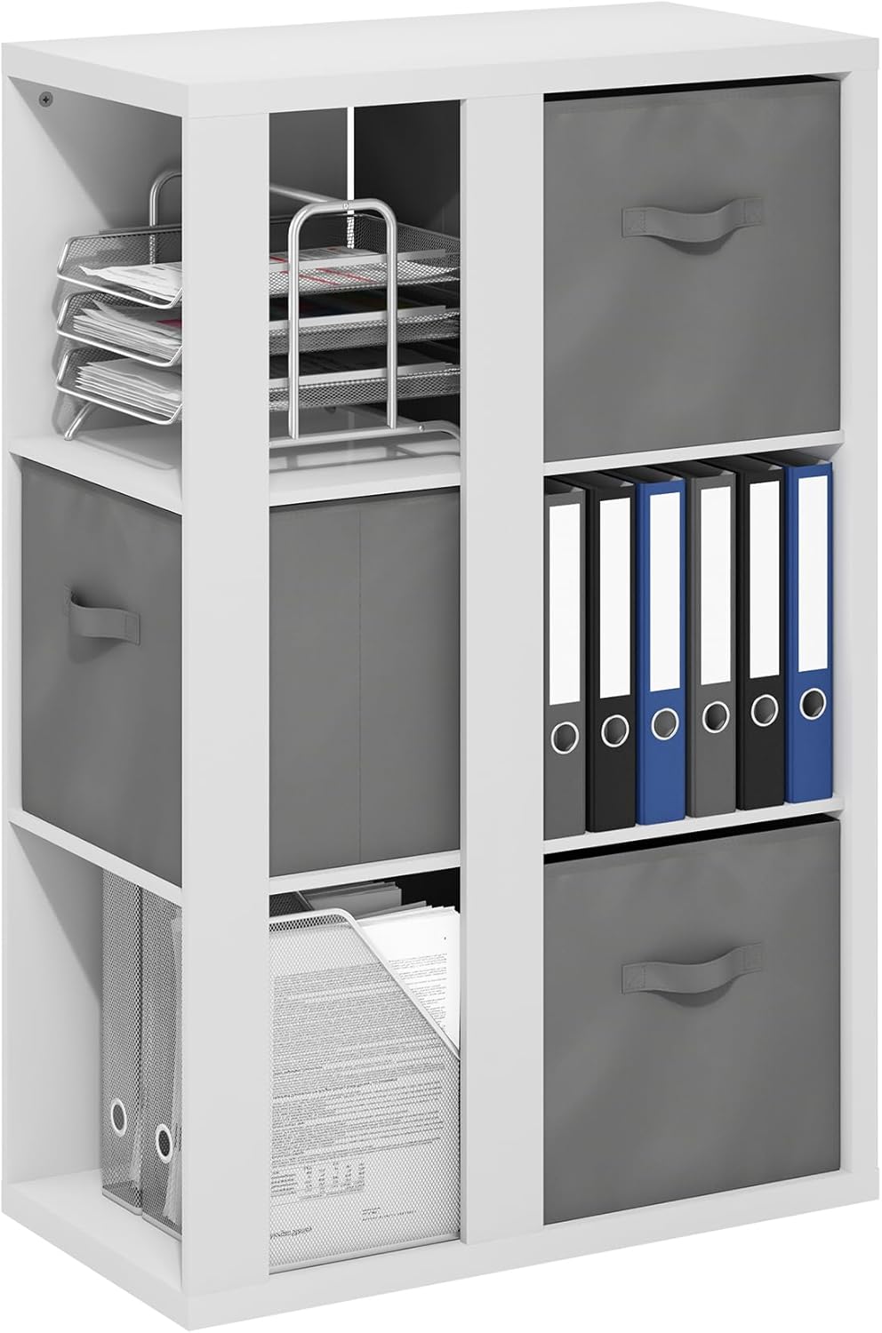 8-Cube Horizontal Bookshelf, White, Cube Storage Organizer for Bedroom & Living Room