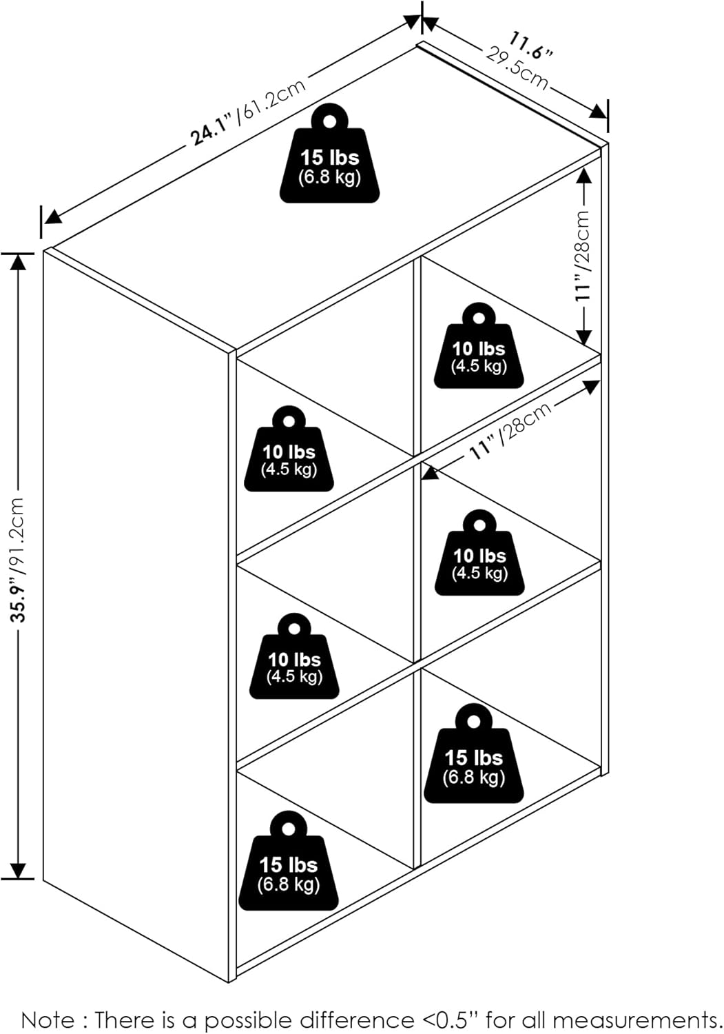 9-Cube Open Shelf Closet Organizer, White, Wardrobe and Bedroom Storage