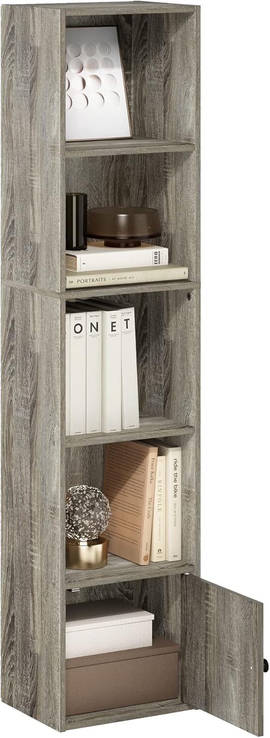 5-Cube Bookshelf, White, Reversible Bookcase for Living Room, Bedroom, Home Office