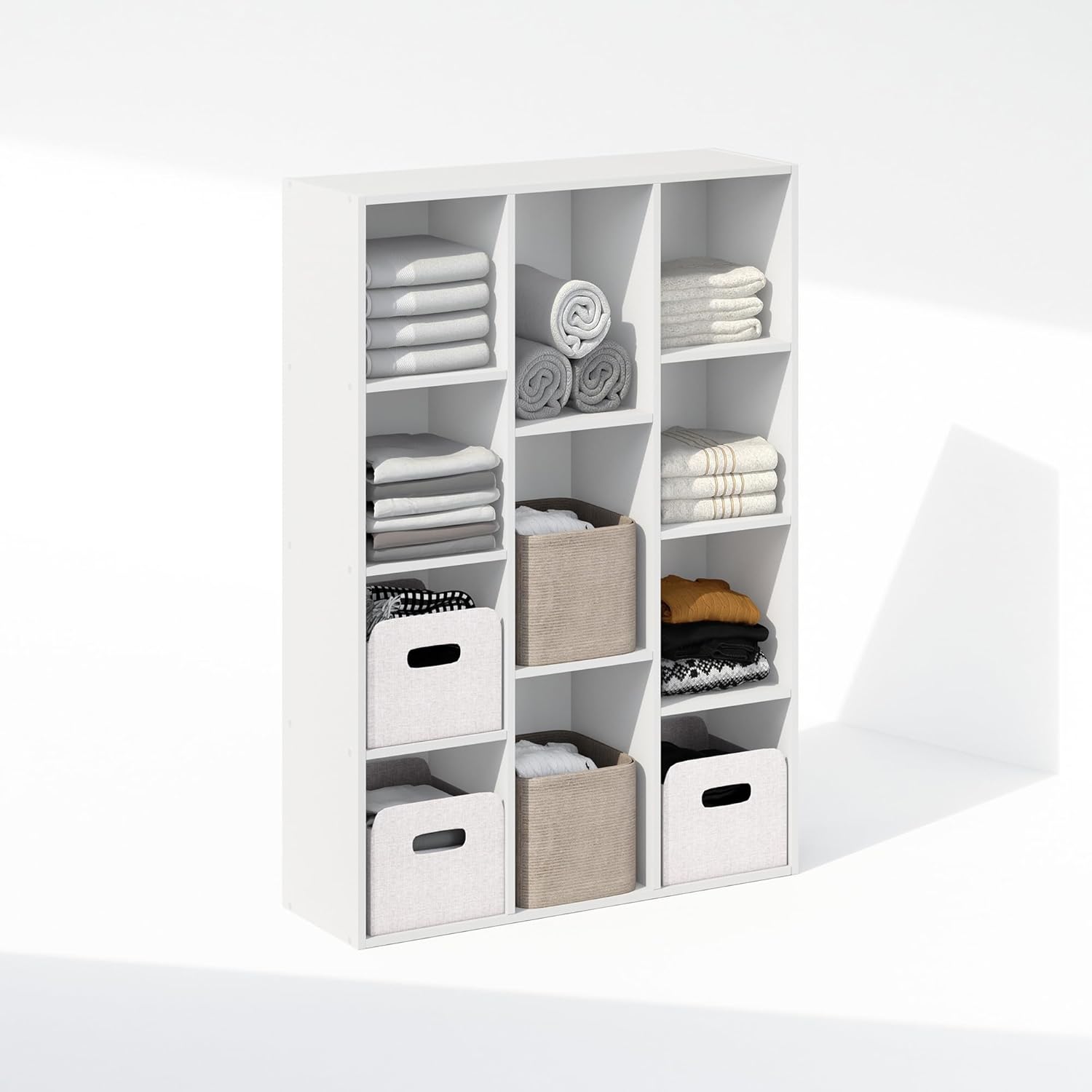 5-Cube Reversible Closet Shelf Organizer, White, Storage for Bedroom or Closet