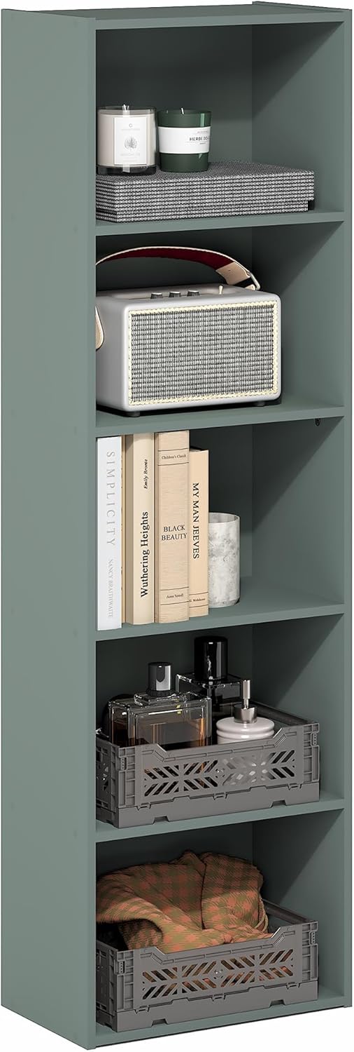 5-Cube Bookshelf, White, Reversible Bookcase for Living Room, Bedroom, Home Office