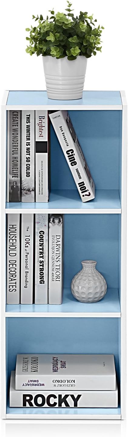 5-Cube Bookshelf, White, Reversible Bookcase for Living Room, Bedroom, Home Office