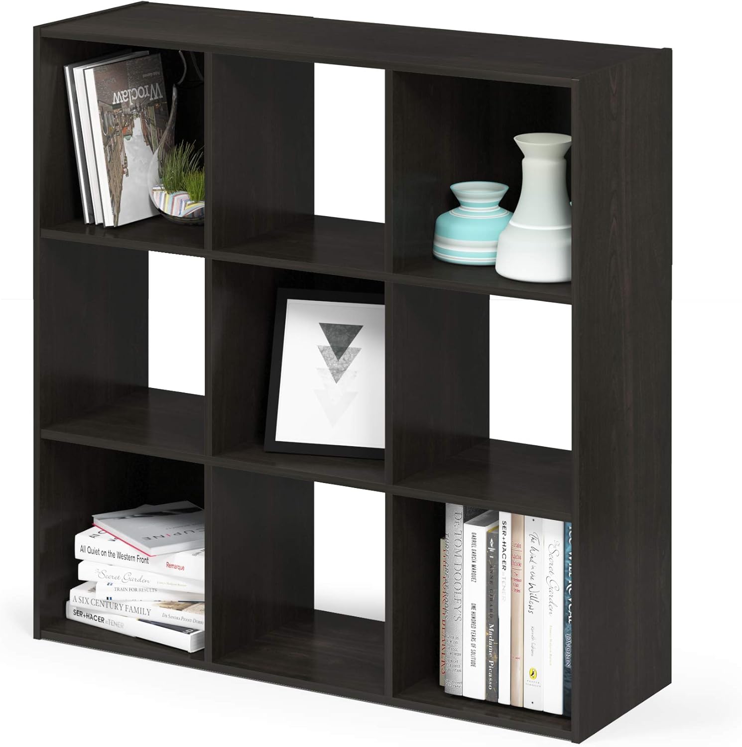 3x2 Cube Storage Bookcase Organizer with Bins, White/Black