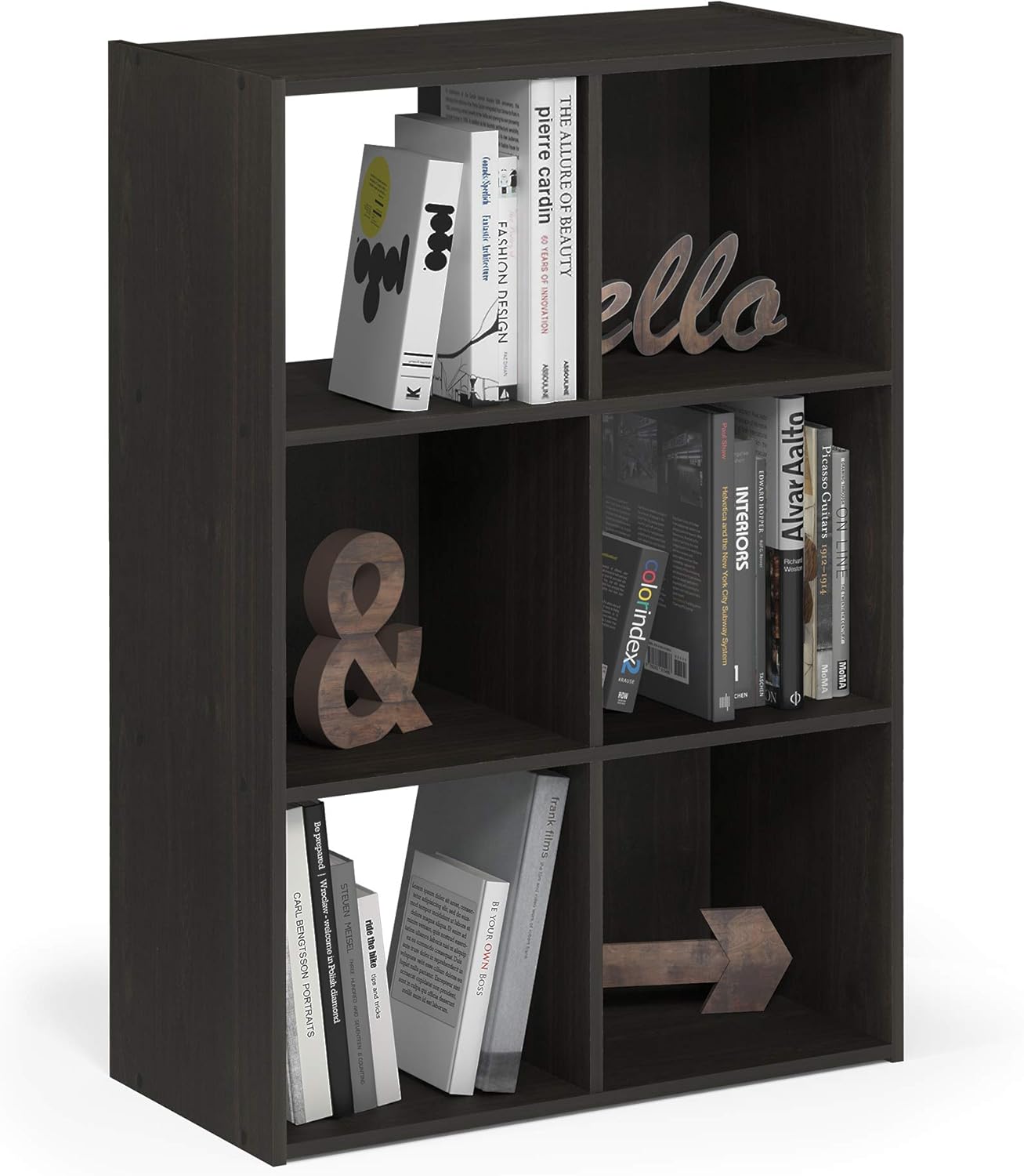 3x2 Cube Storage Bookcase Organizer with Bins, White/Black