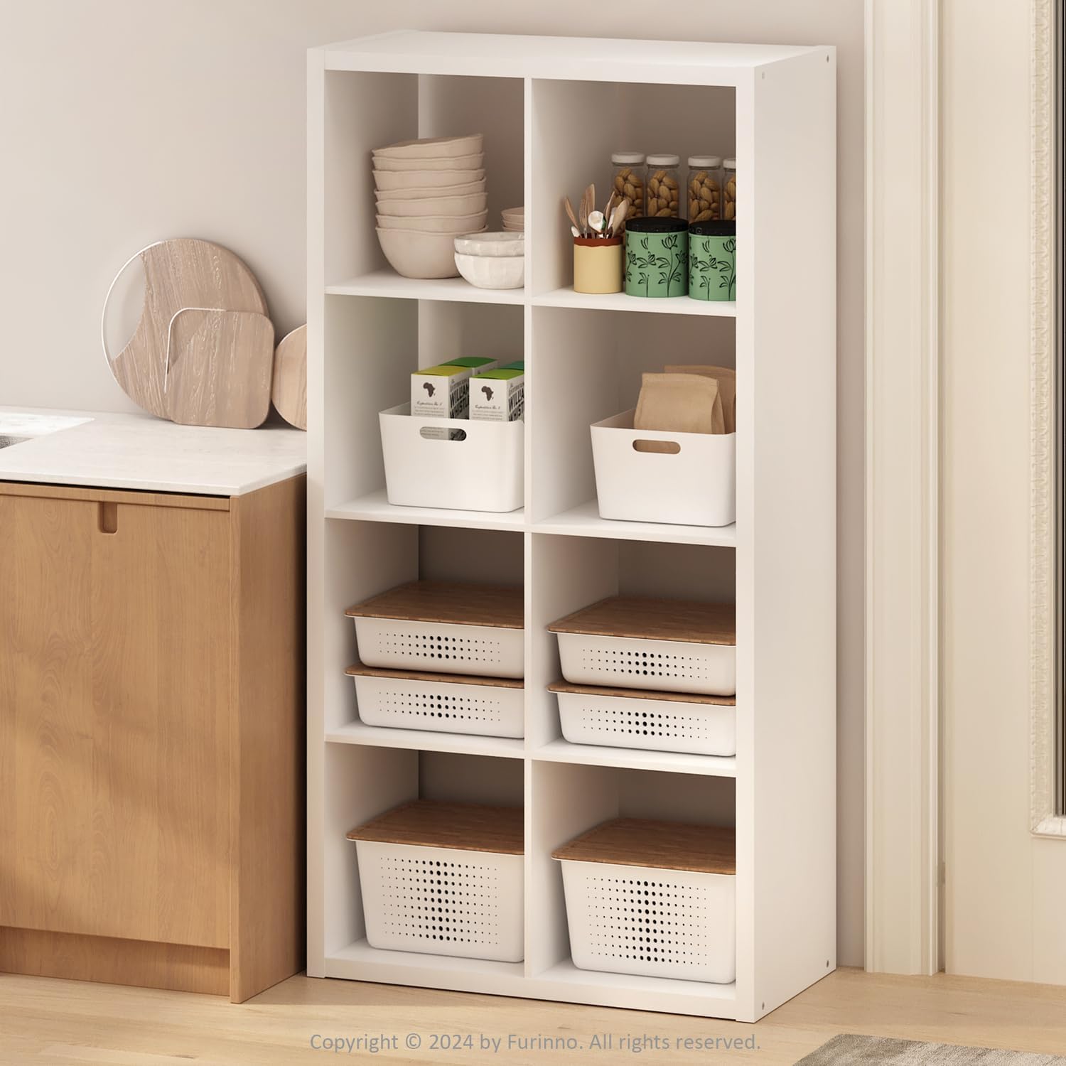 5-Cube Reversible Closet Shelf Organizer, White, Storage for Bedroom or Closet