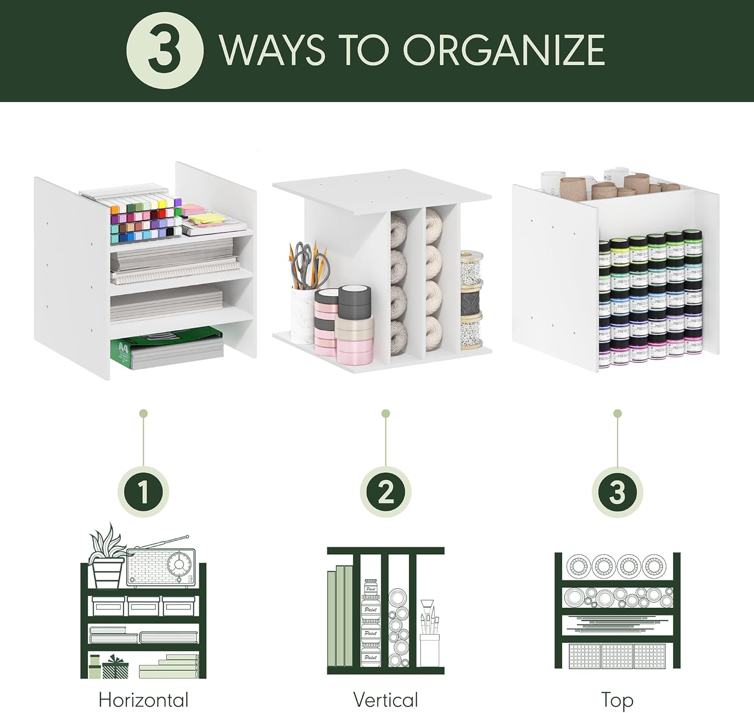 H-Shelf Cube Insert, Fits Extra Thick Cubes, White, Modular Storage Solution