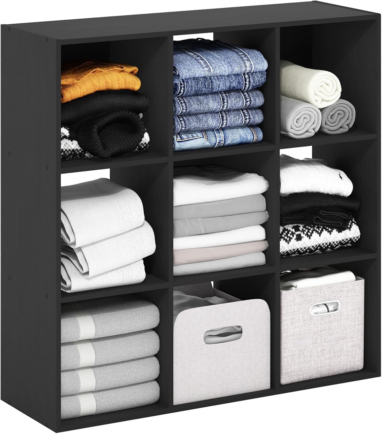 9-Cube Open Shelf Closet Organizer, White, Wardrobe and Bedroom Storage
