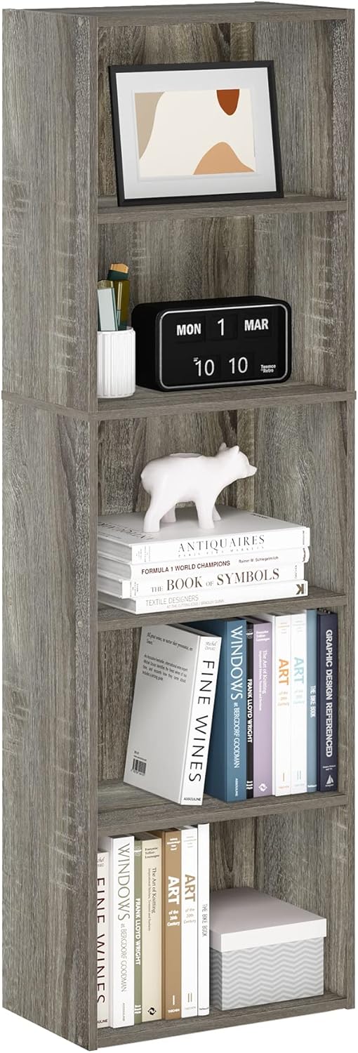 5-Cube Bookshelf, White, Reversible Bookcase for Living Room, Bedroom, Home Office