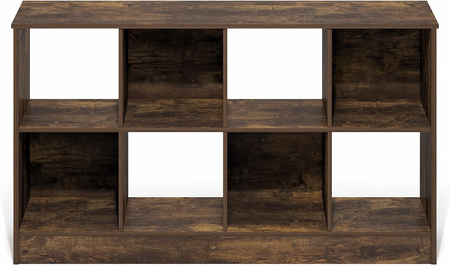 8-Cube Horizontal Bookshelf, White, Cube Storage Organizer for Bedroom & Living Room