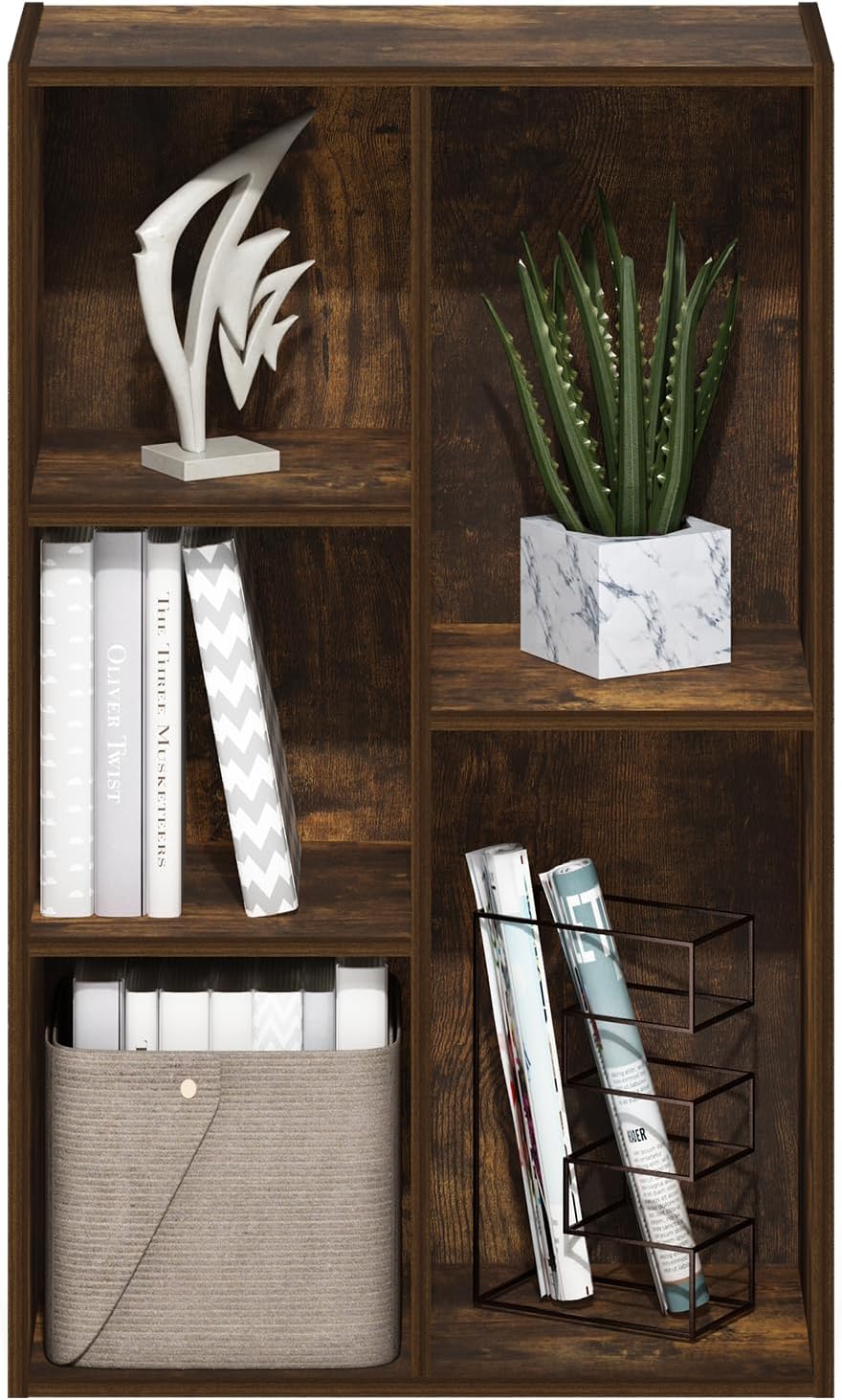 7-Cube Bookshelf, White, Bookcase for Living Room, Bedroom, Home Office