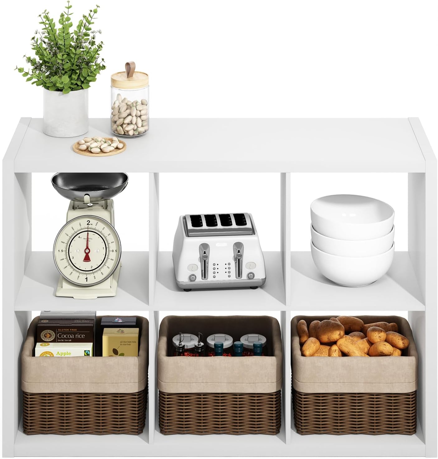 5-Cube Reversible Closet Shelf Organizer, White, Storage for Bedroom or Closet