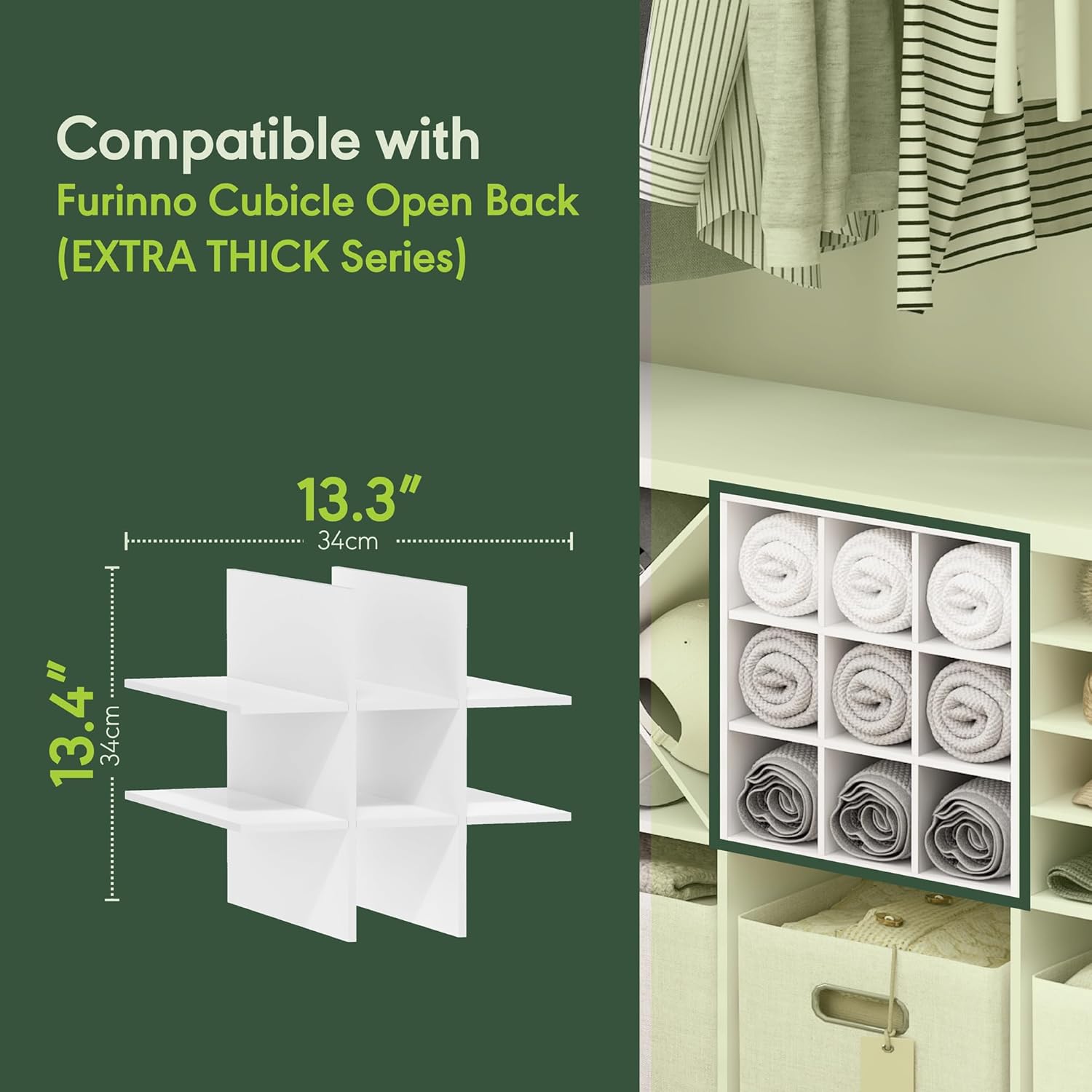 H-Shelf Cube Insert, Fits Extra Thick Cubes, White, Modular Storage Solution