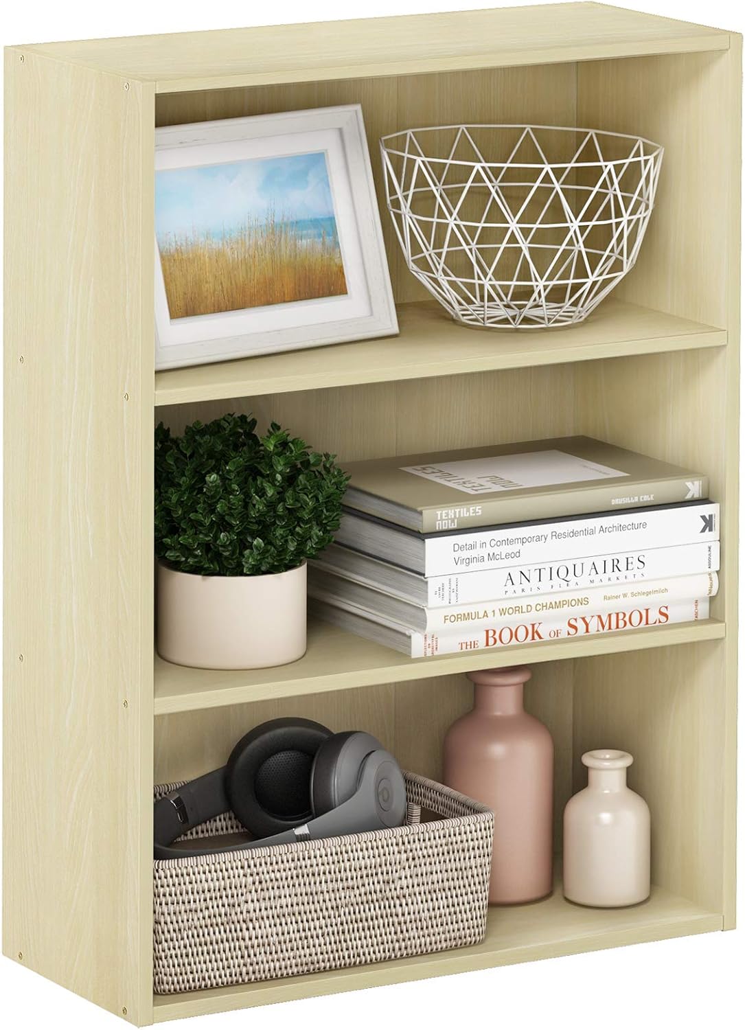 5-Cube Closed Back Bookshelf, Extra Thick Frame, Dark Oak, Storage Organizer