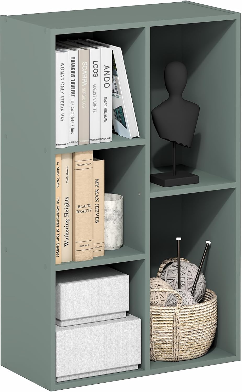 5-Cube Bookshelf, White, Reversible Bookcase for Living Room, Bedroom, Home Office