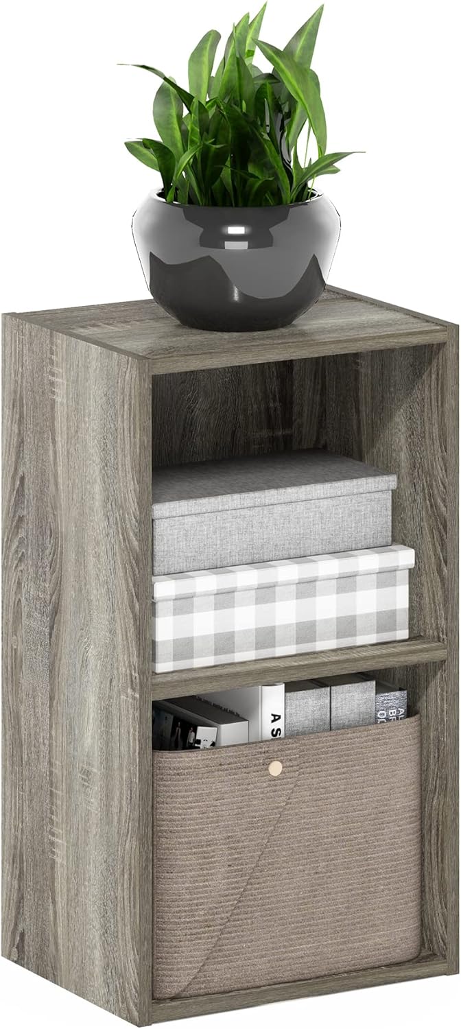 5-Cube Bookshelf, White, Reversible Bookcase for Living Room, Bedroom, Home Office