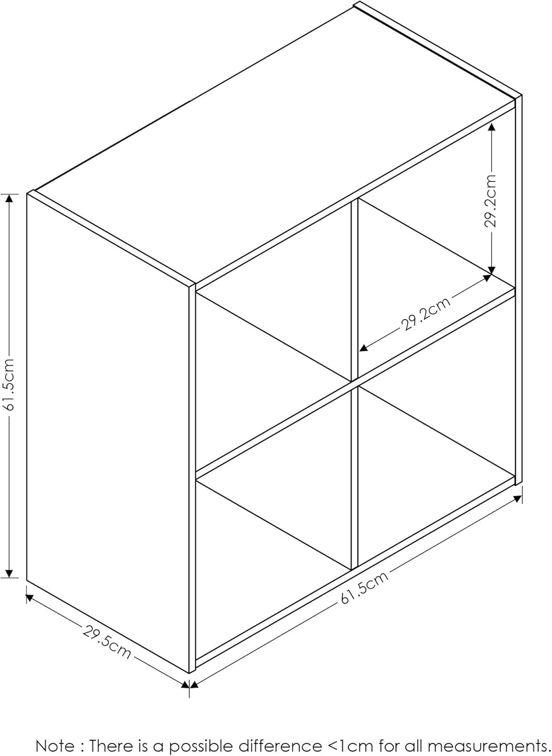 3x2 Cube Storage Bookcase Organizer with Bins, French Oak Grey/Black