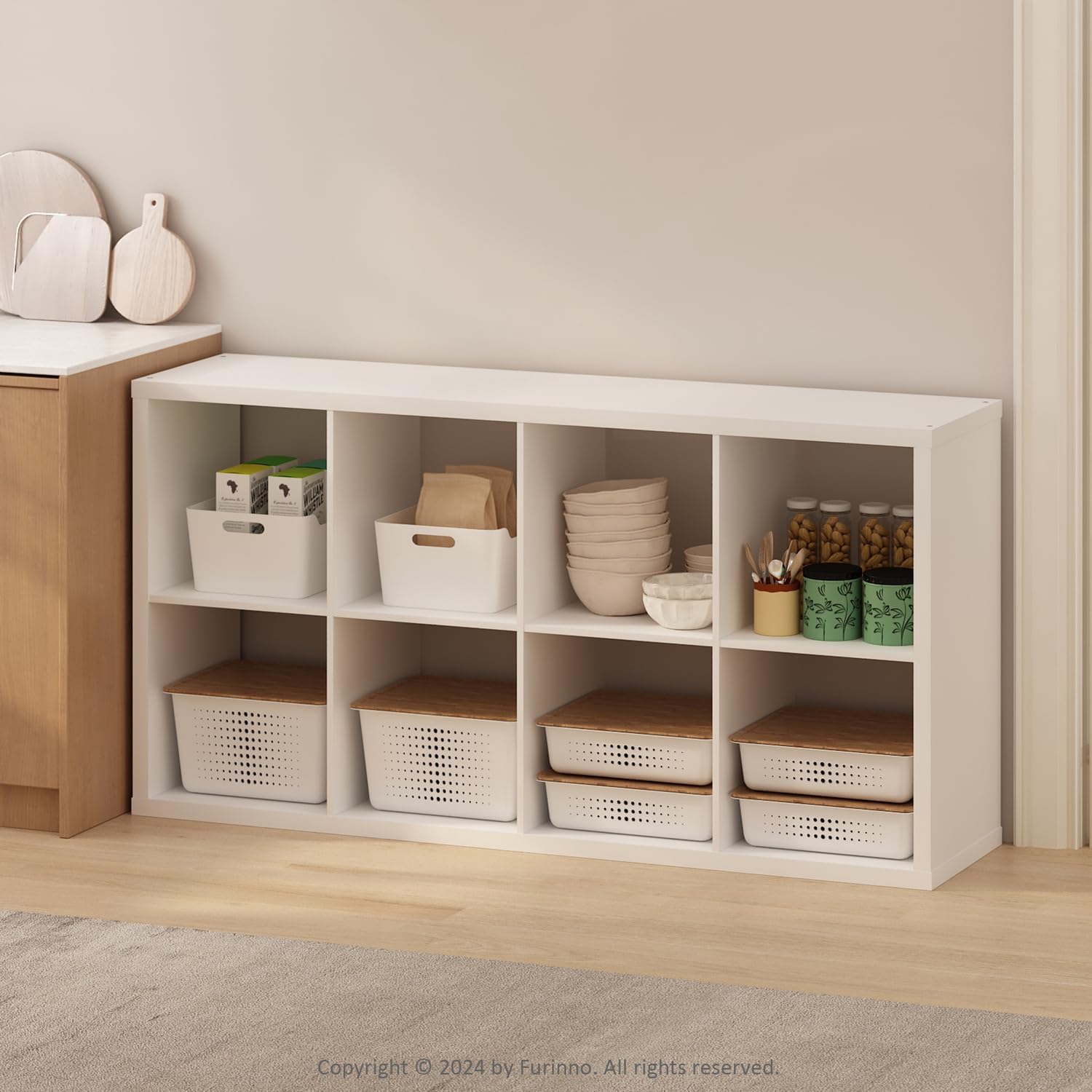 5-Cube Reversible Closet Shelf Organizer, White, Storage for Bedroom or Closet