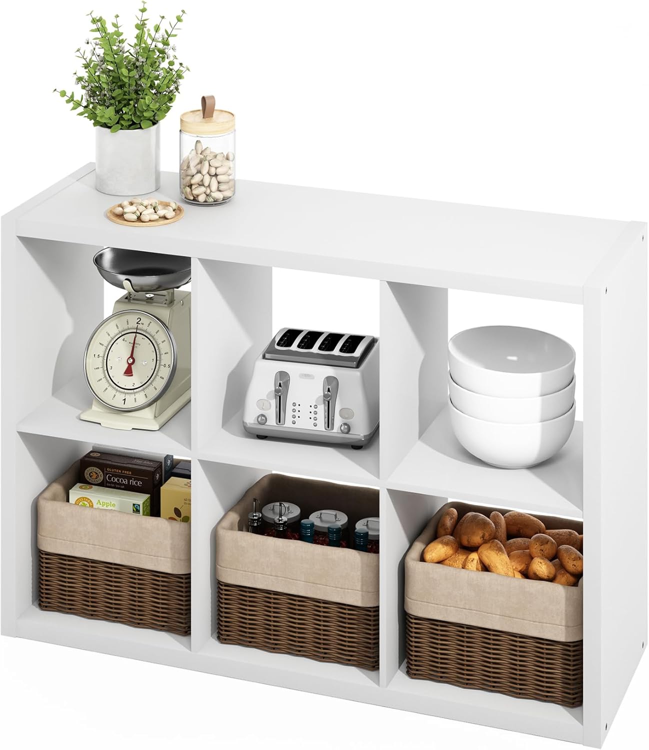 5-Cube Reversible Closet Shelf Organizer, White, Storage for Bedroom or Closet