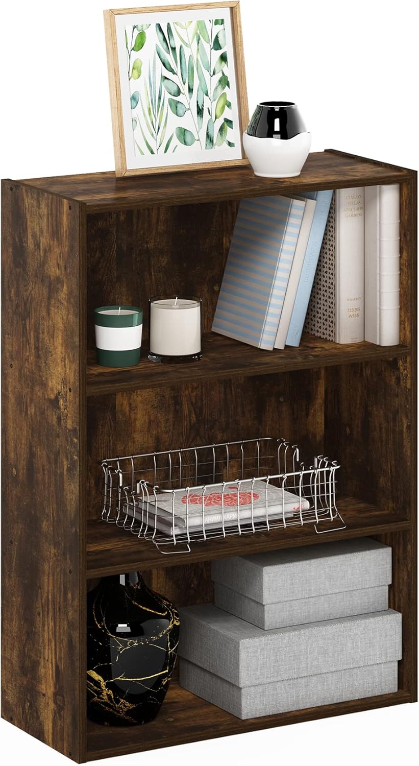 5-Cube Closed Back Bookshelf, Extra Thick Frame, Dark Oak, Storage Organizer