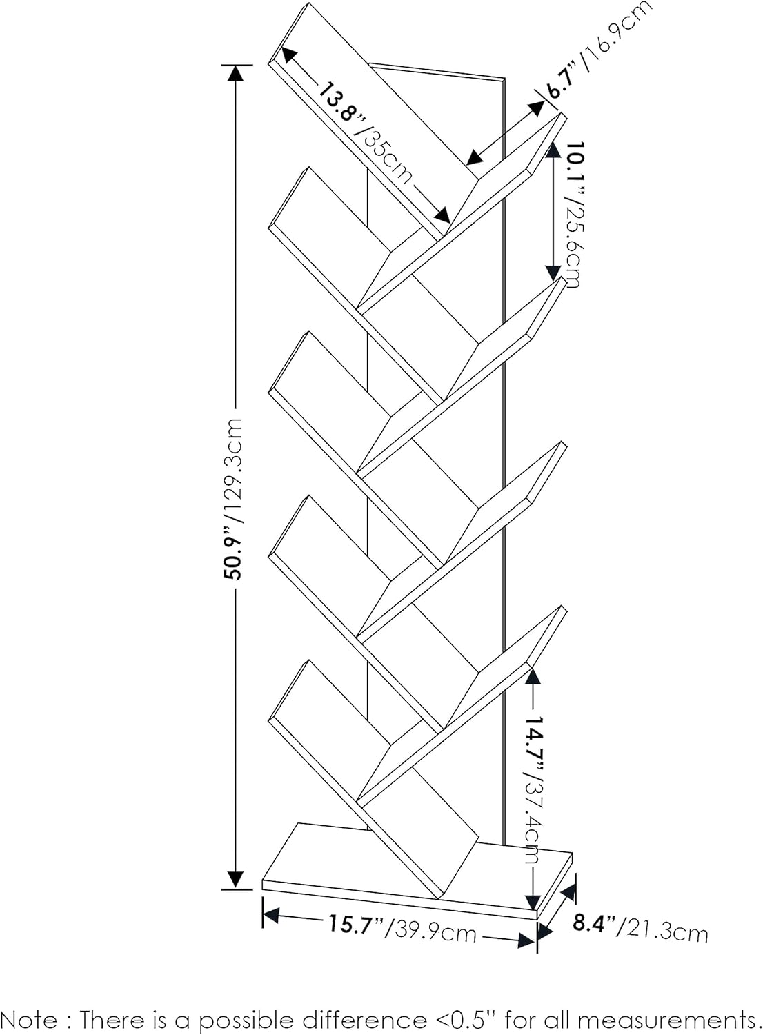 7-Cube Bookshelf, White, Bookcase for Living Room, Bedroom, Home Office