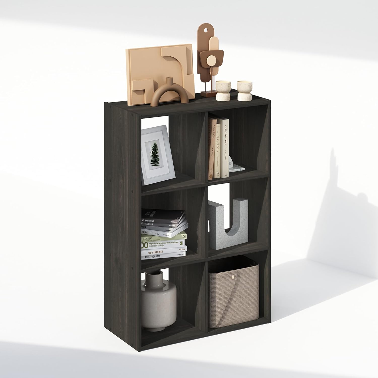 8-Cube Horizontal Bookshelf, White, Cube Storage Organizer for Bedroom & Living Room