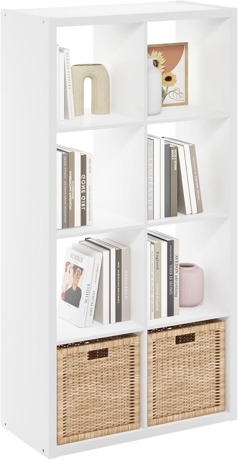 4-Cube Open Back Storage Organizer, White, Multi-Purpose Shelf