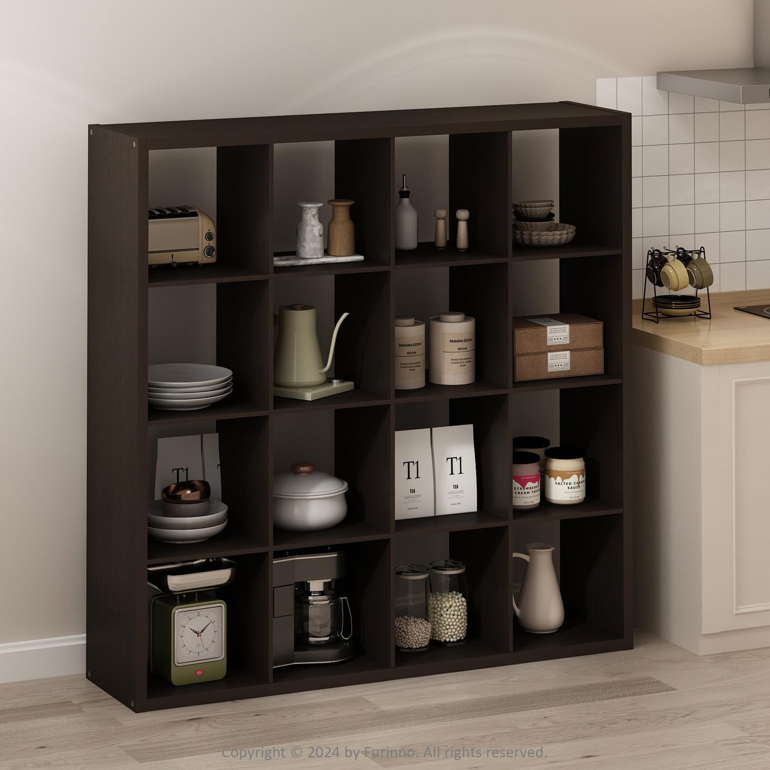 16-Cube Open Storage Shelf, Extra Thick Frame, White, Display & Organization