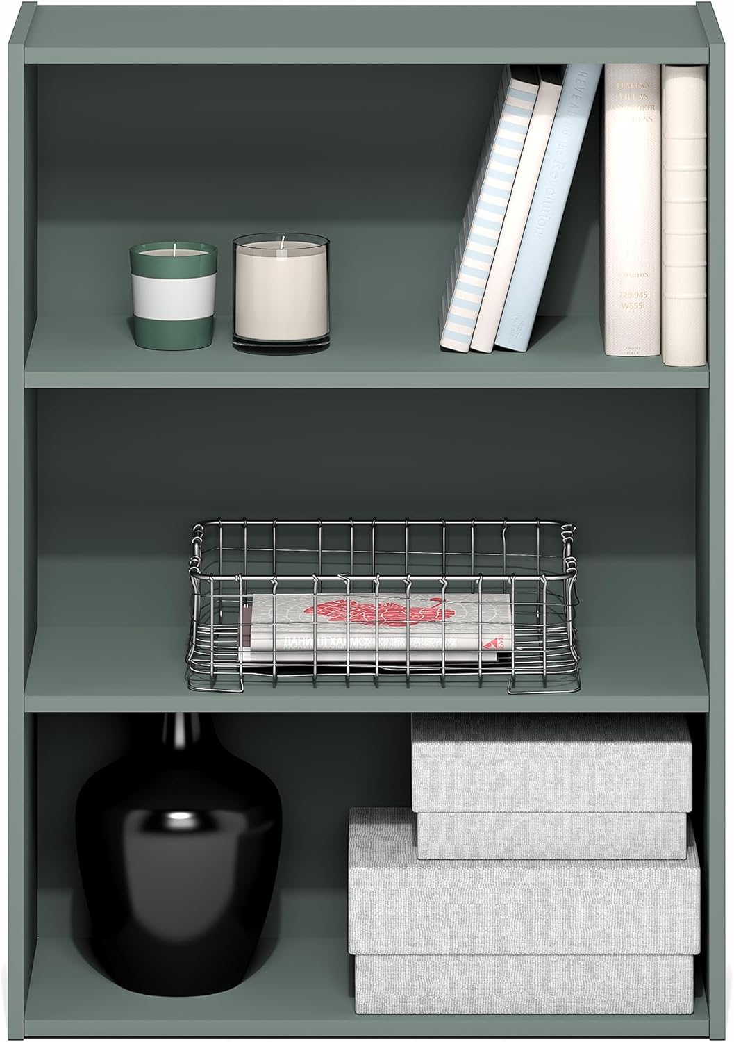 5-Cube Closed Back Bookshelf, Extra Thick Frame, Dark Oak, Storage Organizer