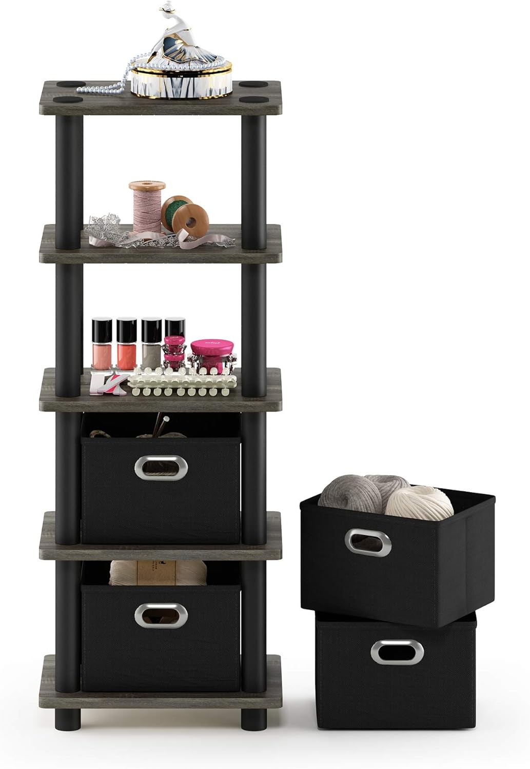 16-Cube Open Storage Shelf, Extra Thick Frame, White, Display & Organization