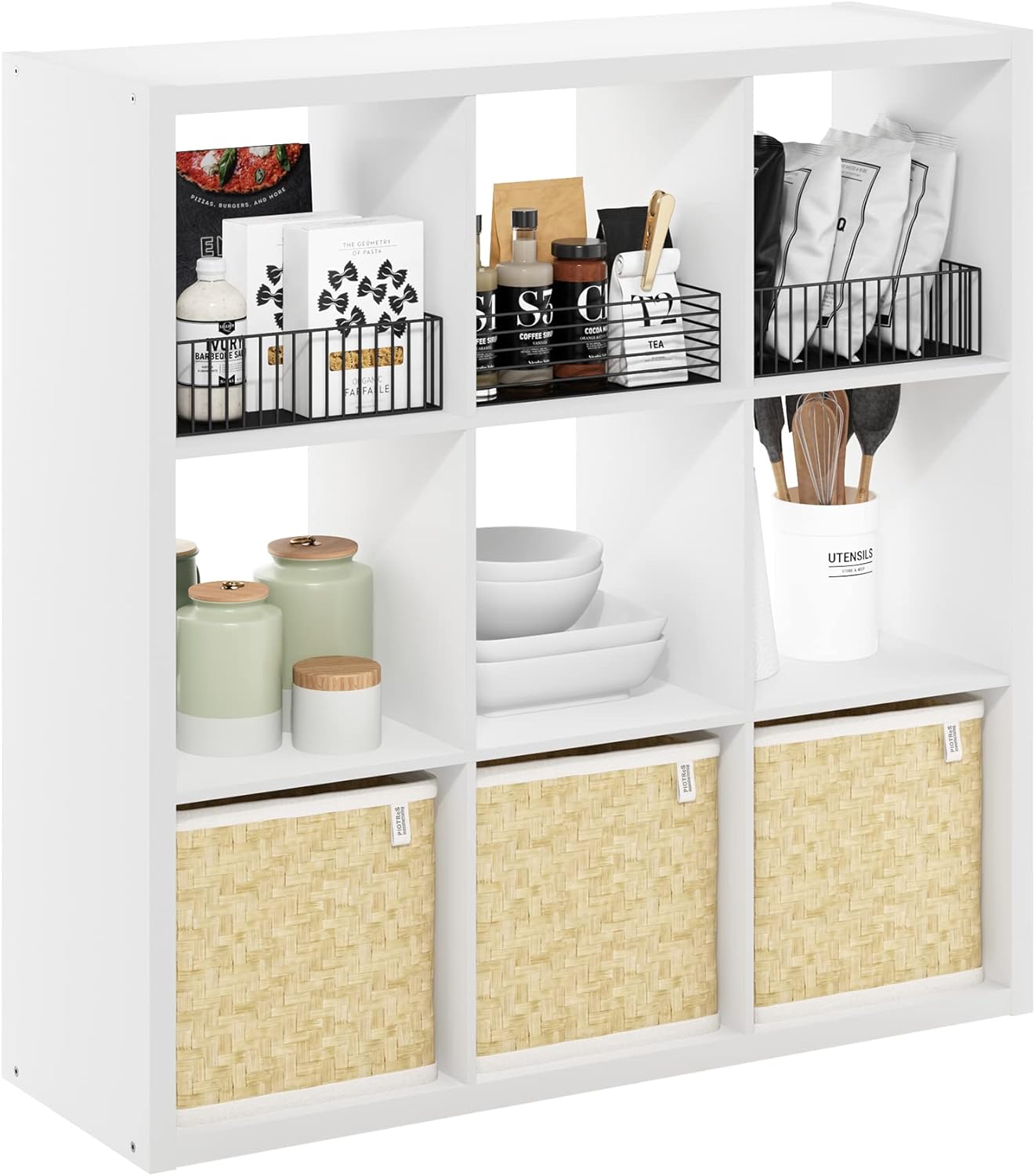 4-Cube Open Back Storage Organizer, White, Multi-Purpose Shelf