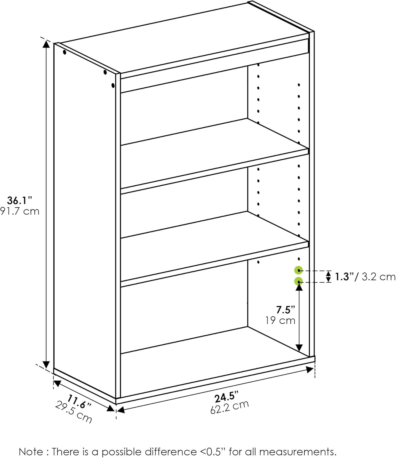 5-Cube Closed Back Bookshelf, Extra Thick Frame, Dark Oak, Storage Organizer
