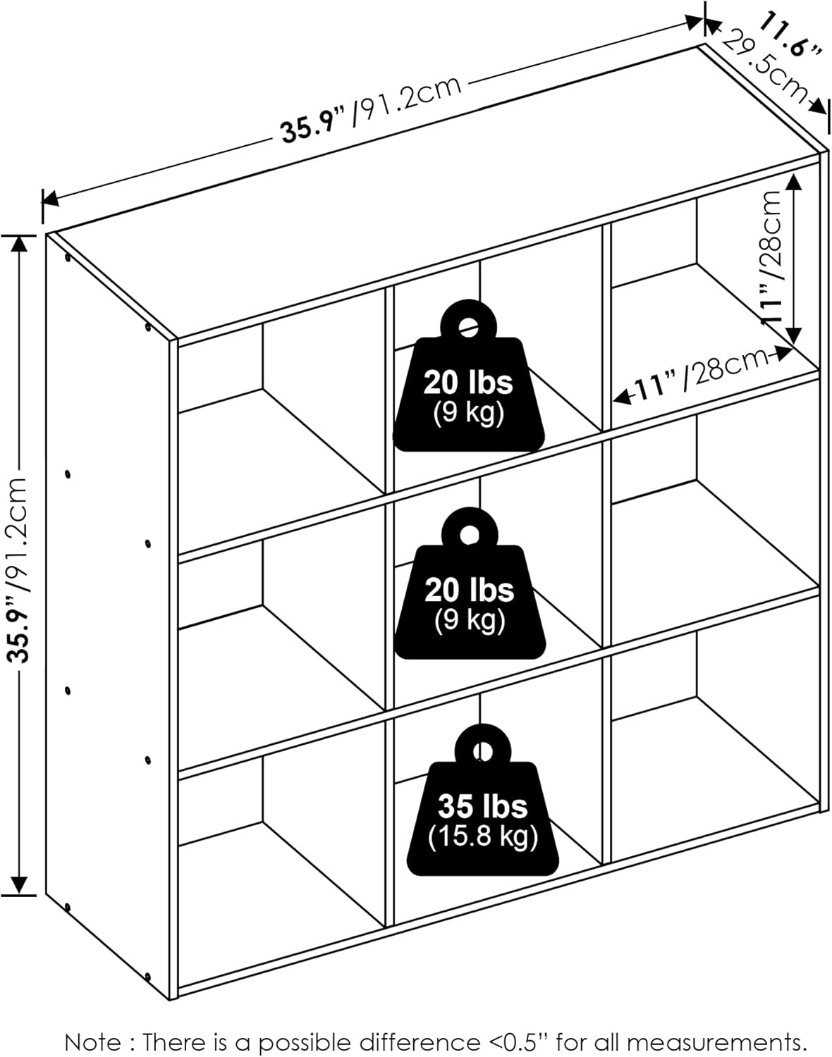 9-Cube Open Shelf Closet Organizer, White, Wardrobe and Bedroom Storage