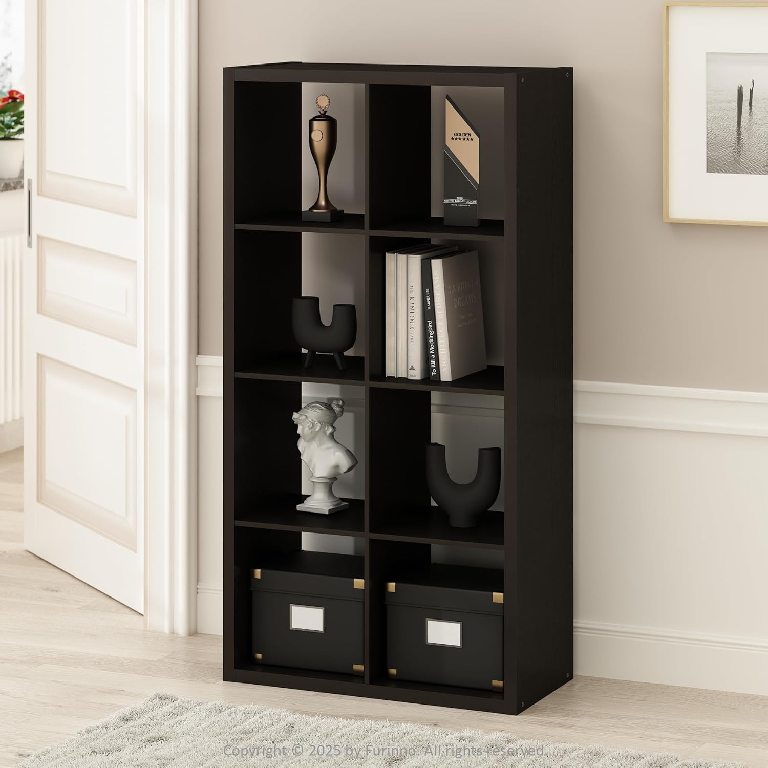 16-Cube Open Storage Shelf, Extra Thick Frame, White, Display & Organization