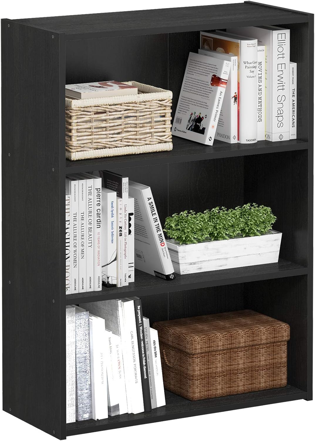 5-Cube Closed Back Bookshelf, Extra Thick Frame, Dark Oak, Storage Organizer