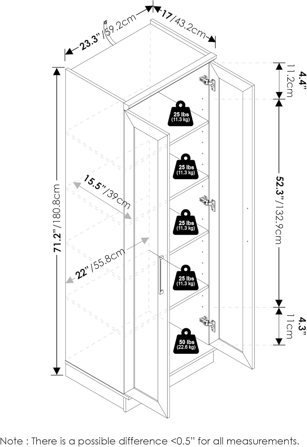 5-Cube Closed Back Bookshelf, Extra Thick Frame, Dark Oak, Storage Organizer