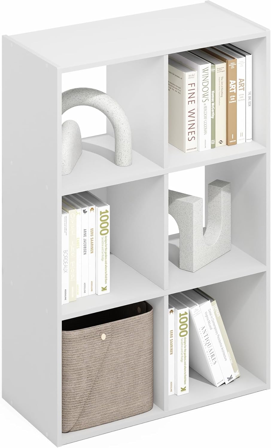 3x2 Cube Bookshelf Cabinet, White, Organizer for Home, Bedroom, Office