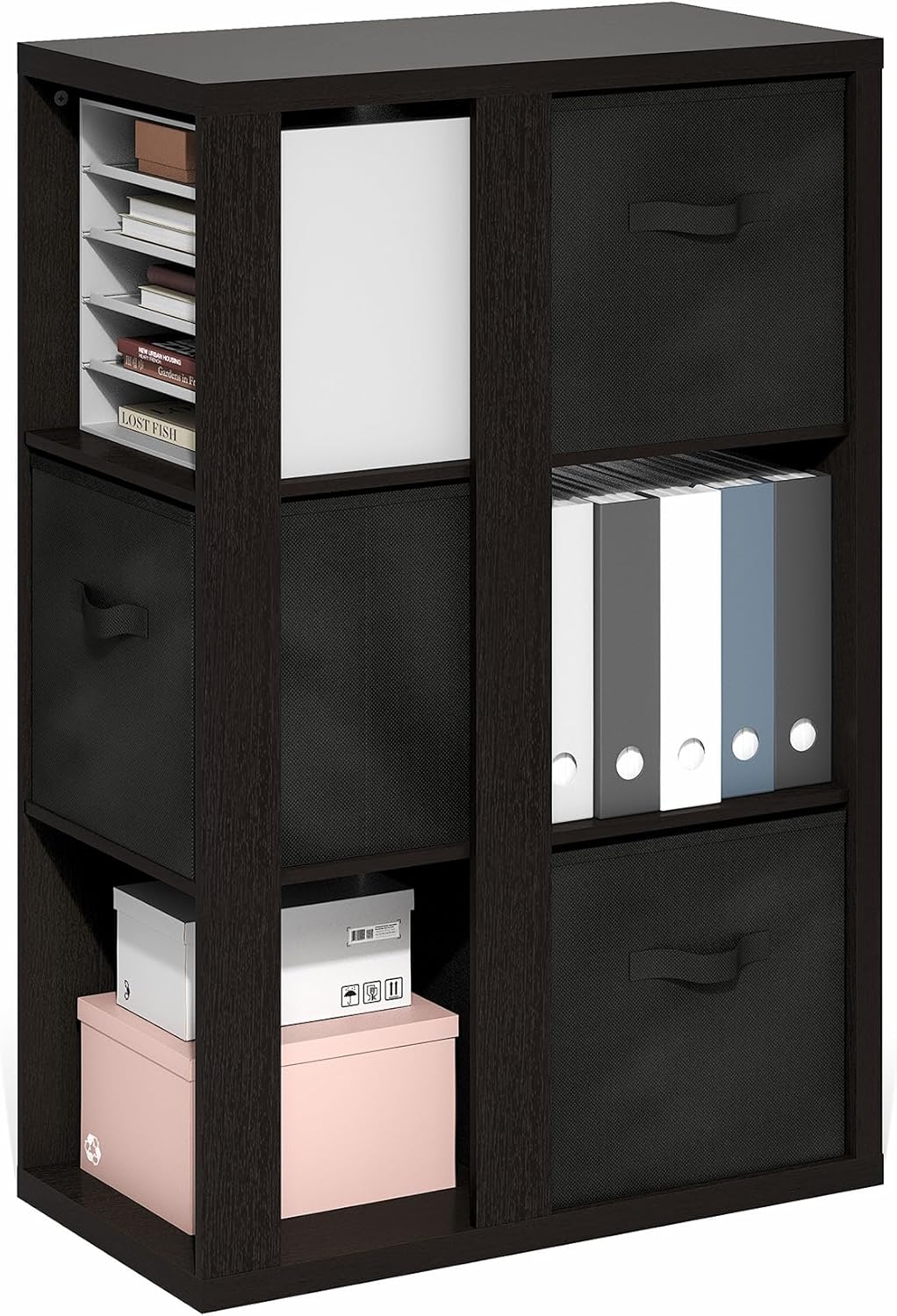8-Cube Horizontal Bookshelf, White, Cube Storage Organizer for Bedroom & Living Room